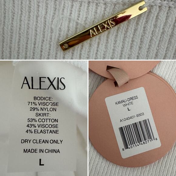 Alexis Kamali Dress stretch white midi aline bride bridal size large L - Picture 10 of 16